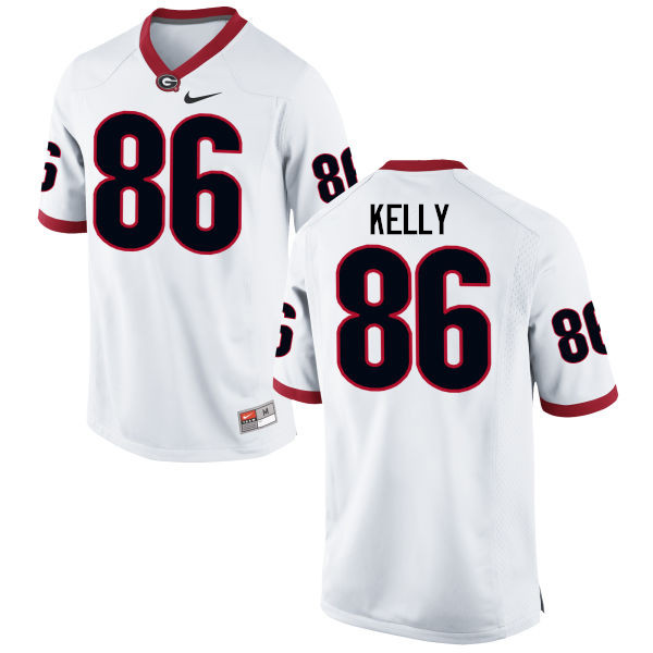 Men Georgia Bulldogs #86 Davis Kelly College Football Jerseys-White - Click Image to Close
